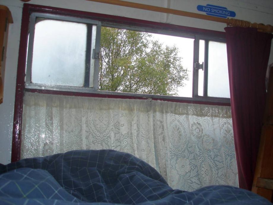 Blick aus dem Bett im Glenfinnan Sleeping Car