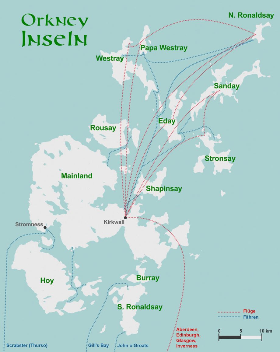 Karte Orkneys detail