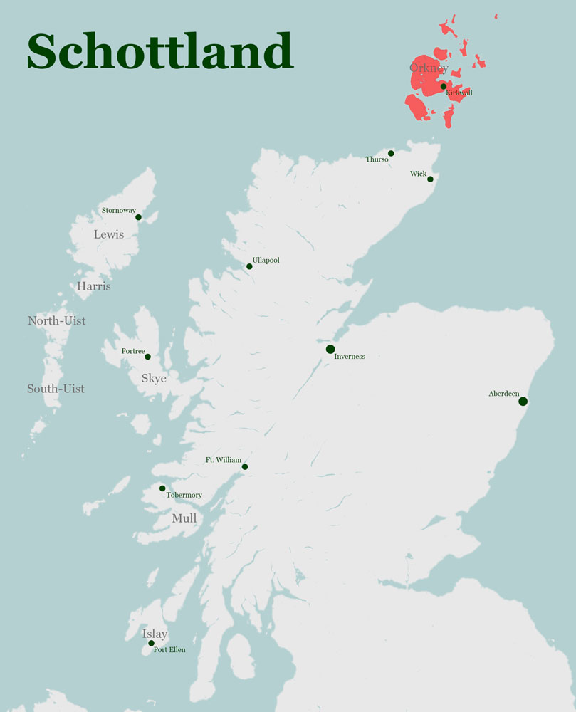 Karte Schottland Orkneys