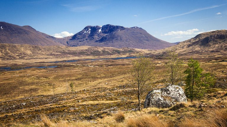 Blick über Rannoch Moor in die Grampians