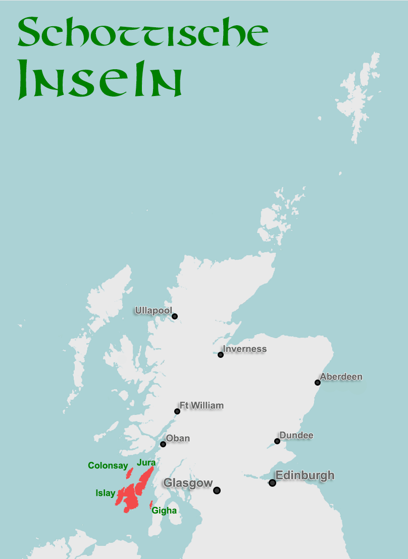 Colonsay, Islay, Jura und Gigha