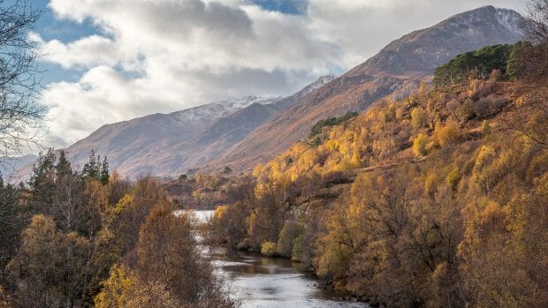 Blick ins Glen Affric zum Càrn Eige