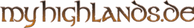 Das Logo von MyHighlands.de mit einem Goldverlauf und keltisch anmutenden Buchstaben.