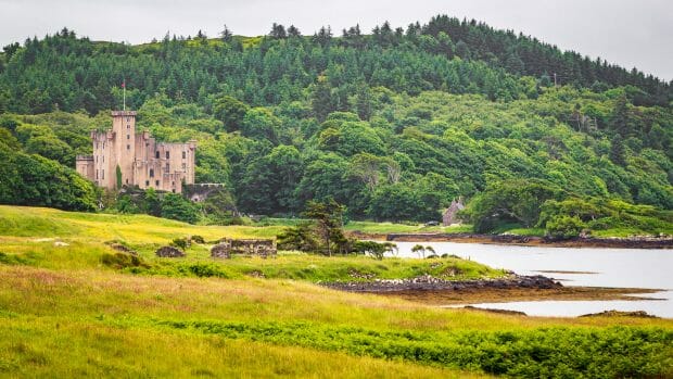 Dunvegan Castle from the road coming from Coral Beach