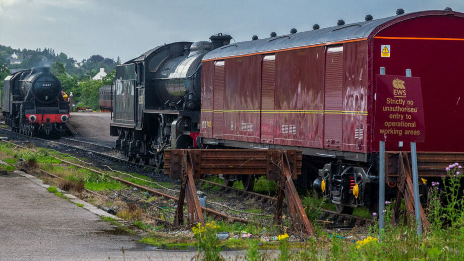 Hier parken die Lokomotiven des Jacobite Steam Train