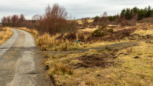 The gravel path to the Pict Stone