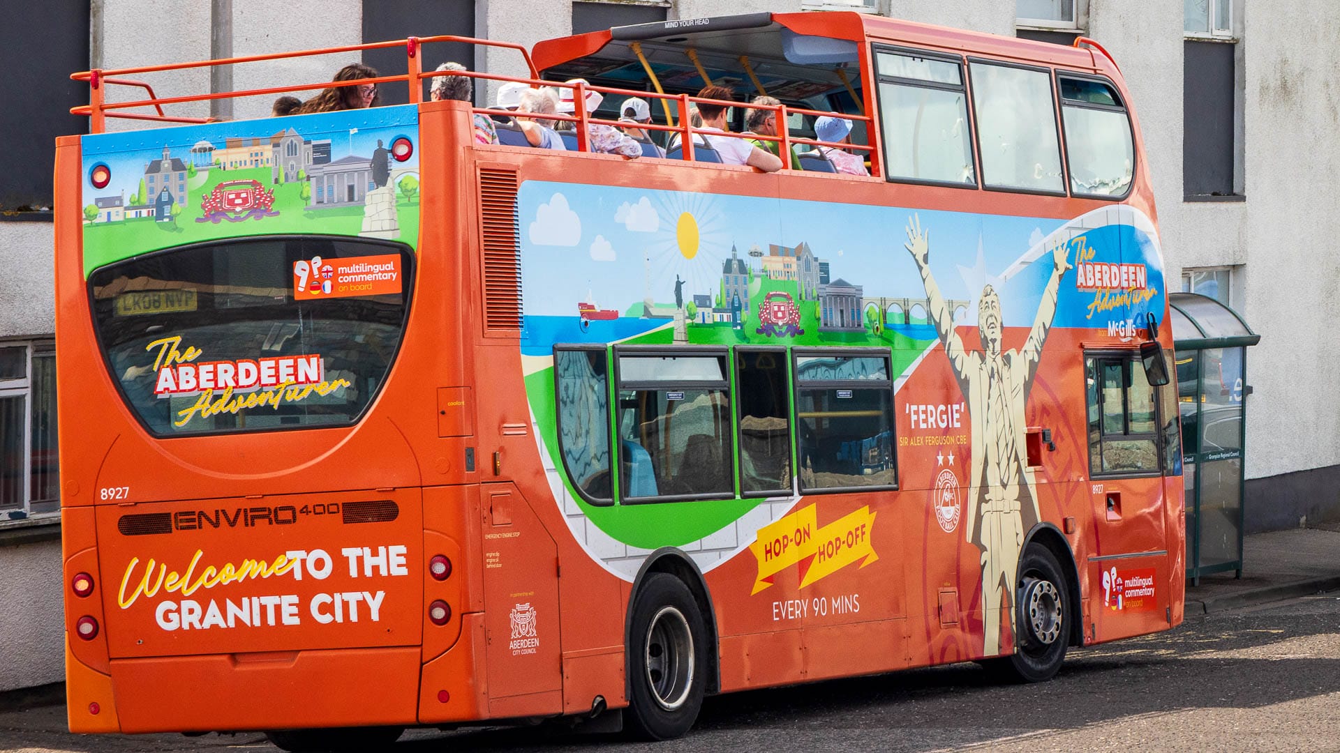 Der Aberdeen Adventurer Bus nahe dem Footdee.