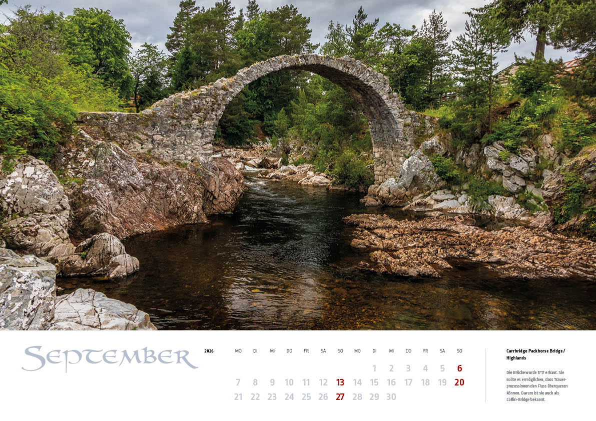 Die Carr Bride auf dem Kalenderblatt September des MyHighlands.de Schottland Kalenders.