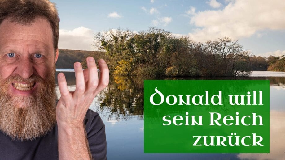 MH-Podcast-YT-TN-Aufstand-1545 Eine wütende Geste von Stephan und eine Insel auf einem See begleitet den Aufstand von Donald Dubh im Jahr 1545.