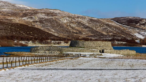 The Clickimin complex near Lerwick with the broch at its centre