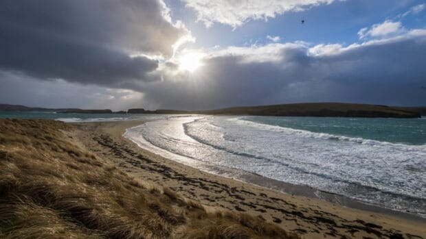 St Ninian's Beach in the west of Shetland